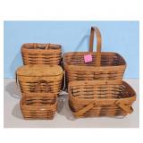 Lot of 5 Longaberger Baskets Handwoven Dresden Oh