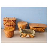 Lot of 5 Vintage Longaberger Baskets with Lids