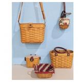 5 Longaberger Woven Baskets Lot - Various Sizes