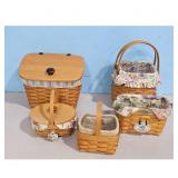 Longaberger Baskets Lot -5 Vintage Woven Baskets