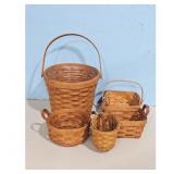 Lot of 5 Longaberger Baskets Handwoven Dresden Oh