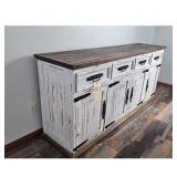 Distressed White Farmhouse Sideboard Buffet