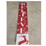 Believe Christmas Porch Sign with Reindeer