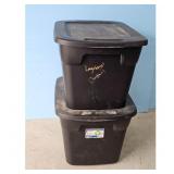 2 Black Storage Totes with Lids