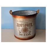 Galvanized Metal Bucket Planter with Rope Handles