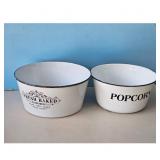Enamelware Popcorn and Fresh Baked Goods Bowls Set