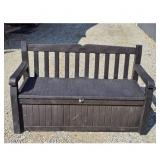 Dark Brown Resin Storage Bench with Lid