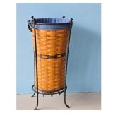 Longaberger Woven Basket with Metal Stand and Blue