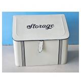 Vintage Enamel Storage Bin Container with Lid
