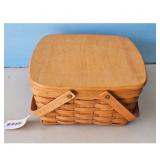 Longaberger Basket w/lid & 2 handles
