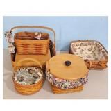 Lot of 5 Longaberger Baskets with Liners and Lids