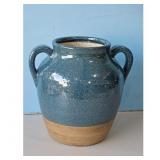 Blue Speckled Ceramic Vase with Handles