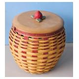Longaberger Strawberry Basket with Lid and Plastic