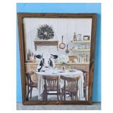 Framed Wall Art Print Cow Kitchen Scene