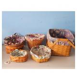 5 Vintage Longaberger Baskets W/ Fabric LINERS
