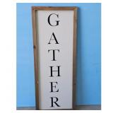 Gather Vertical Wood Sign
