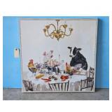 Farm Animal Dinner Party Canvas Wall Art