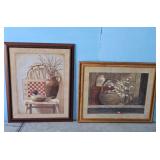 Framed Country Style Wall Art - Duck and Basket Sc