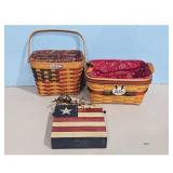 Lot of 2 Longaberger American Flag Themed Baskets