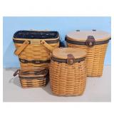 Longaberger Baskets Lot of 4 Woven Wood with Lids