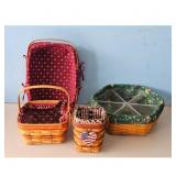 Longaberger Baskets Lot - 4 Vintage Woven Baskets