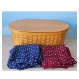Extra Large Longaberger Work Basket & curtains