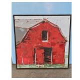 Red Barn Textured Wall Art-approx 3ftx3ft