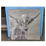 Highland Cow Canvas Wall Art Black and White