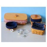 Longaberger Baskets Set of 4 with Lids and Divider