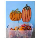 Fall Harvest Decor Lot: Pumpkin Yard Signs & Burla