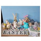 Easter Decor Lot - Bunnies, Truck, Eggs, Sign