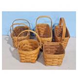 Lot of 5 Longaberger Woven Baskets with Handles