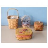 Lot of 4 Longaberger Woven Baskets with Lids and H
