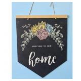 Welcome Home Chalkboard Banner Wall Hanging Floral