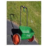 Scotts Green Lawn Spreader with Orange Wheels