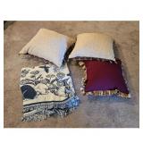 Set of 2 Decorative Pillows and 1 Throw Blanket wi