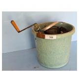 Vintage Ice Cream Maker Bucket with Crank and Part