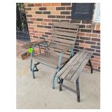 Vintage Wooden Slat Glider Chair with Side Table