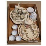 Vintage Miniature Christmas Teapot Set with Holly