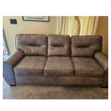 Brown Faux Leather Sofa Couch--llike new