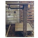 Vintage Wooden Platform Scale with Weights