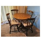 Round Oak Dining Table with 4 Chairs