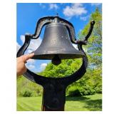 Antique Cast Iron Schoolhouse Bell with Yoke Mount