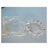 Vintage Glass Ashtrays Lot - Square and Round with