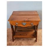 2 Vintage Wooden Side Tables w/ Heart Cut Outs