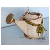 Vintage Galvanized Metal Watering Can with Rustic
