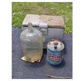 Metal Cooler with Glass Jug and Delphos Galvanize