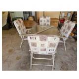 Glass Top Patio Dining Table and 4 Chairs Set