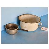 Vintage Enamel Pot and Aluminum Saucepan Set