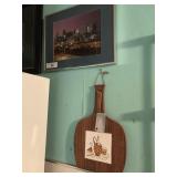 Cutting Board. 2 prints, Cinci Sky Line, Martini